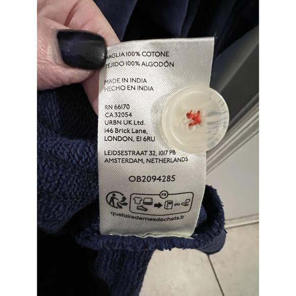 Free People Navy Blue Zander Mini Dress Oversized Layered French Terry Sz L - Picture 8 of 9